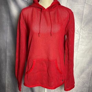 NAUTICA RED MESH HOODIE WITH FRONT POCKET.  100% COTTON SIZED S